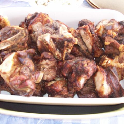 Souvla or Kontosouvli  over Charcoal on a Cyprus Rotisserie BBQ